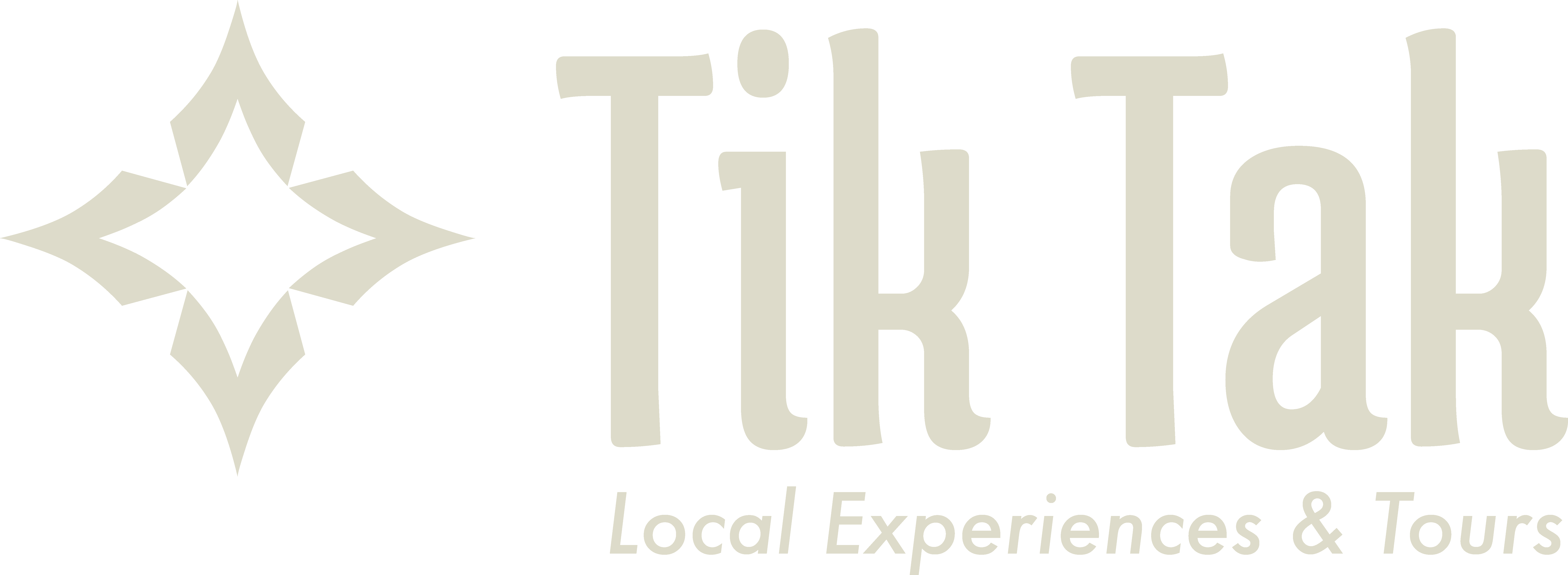 Tik Tak Tours Logo horizontal in grey against a transparent background