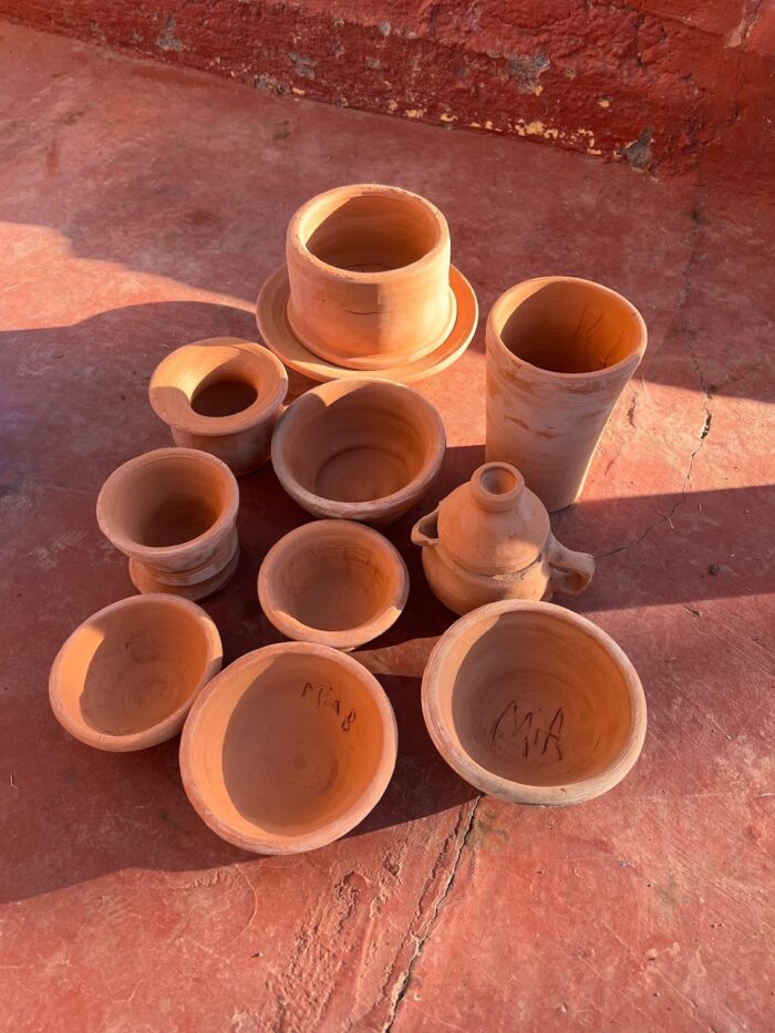 pottery items on the ground