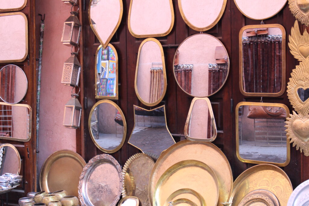 marrakech souk medina wall full of mirrors